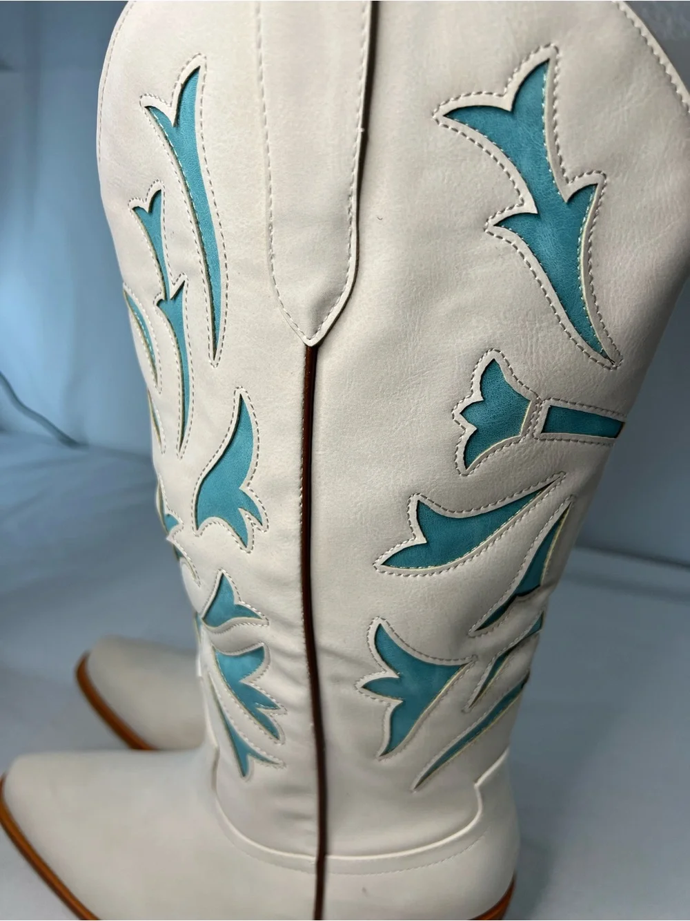 White & Teal Western Women’s Cowboy Boots